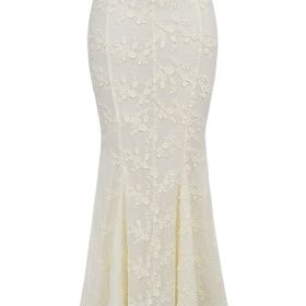 Veronica Vintage Ivory Embroidered Godet Maxi Skirt - Image 2