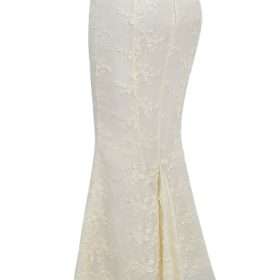 Veronica Vintage Ivory Embroidered Godet Maxi Skirt - Image 3