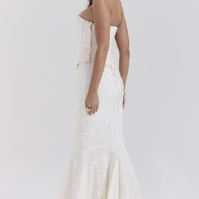 Veronica Vintage Ivory Embroidered Godet Maxi Skirt - Image 8