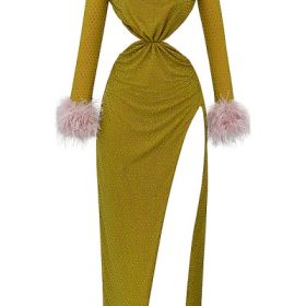 Gina Chartreuse Crystallised Maxi Dress - Image 2