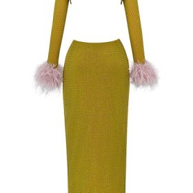 Gina Chartreuse Crystallised Maxi Dress - Image 4