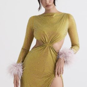 Gina Chartreuse Crystallised Maxi Dress - Image 8