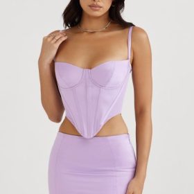 Tamsin Orchid Satin Corset - Image 9
