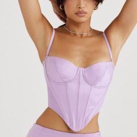 Tamsin Orchid Satin Corset - Image 10