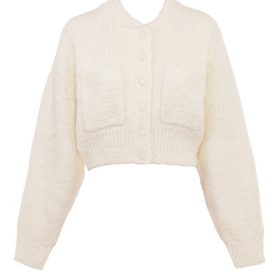 Salilah Cream Chenille Blend Bomber Jacket - Image 2