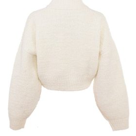 Salilah Cream Chenille Blend Bomber Jacket - Image 4