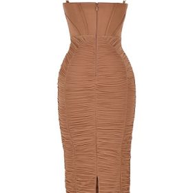 Lilian Mocha Corset Maxi Dress - Image 4