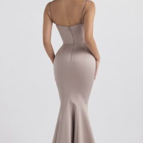 Violette Mushroom Satin Fishtail Gown