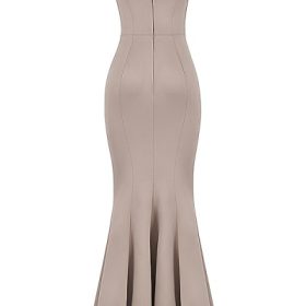 Violette Mushroom Satin Fishtail Gown - Image 4