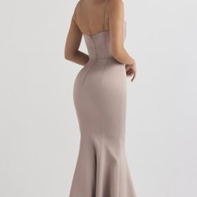 Violette Mushroom Satin Fishtail Gown - Image 10