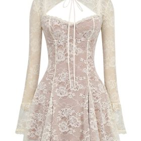 Alice Vintage Cream Lace Mini Dress - Image 2