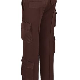 Daria Chocolate Satin Cargo Trousers - Image 3