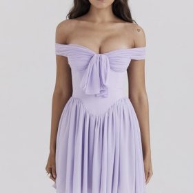 Soleil Orchid Off Shoulder Mini Dress - Image 5