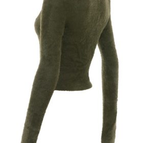 Gene Khaki Soft Fluffy Knit Cardigan - Image 3