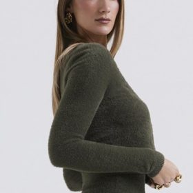 Gene Khaki Soft Fluffy Knit Cardigan - Image 10