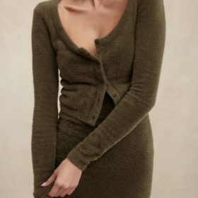 Gene Khaki Soft Fluffy Knit Cardigan - Image 13
