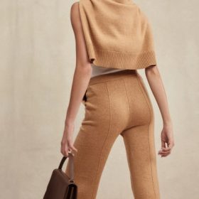 Yalina Camel Cashmere Blend Trousers