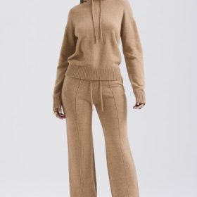 Yalina Camel Cashmere Blend Trousers - Image 6