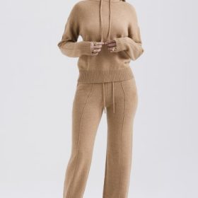 Yalina Camel Cashmere Blend Trousers - Image 7