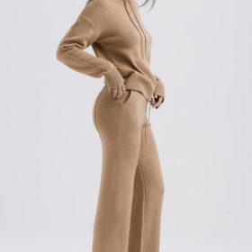 Yalina Camel Cashmere Blend Trousers - Image 8