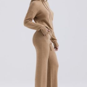 Yalina Camel Cashmere Blend Trousers - Image 9