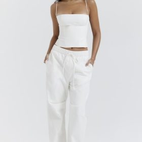 Luna White Cargo Trousers - Image 7