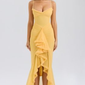 Gabbi Apricot Ruffled Front Gown - Image 5