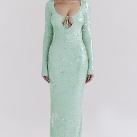 Titania Seafoam Sequin Maxi Gown - Image 5