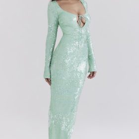 Titania Seafoam Sequin Maxi Gown - Image 8