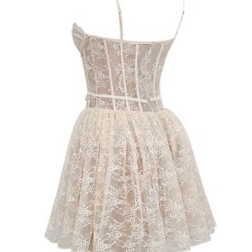 Louisa Vintage Cream Lace Mini Dress - Image 3