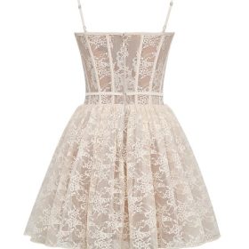 Louisa Vintage Cream Lace Mini Dress - Image 4