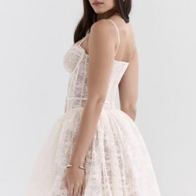 Louisa Vintage Cream Lace Mini Dress - Image 10