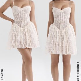 Louisa Vintage Cream Lace Mini Dress - Image 11