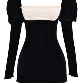 Azaria Black & Vintage Cream Mini Dress - Image 2