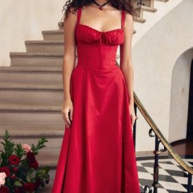 Carmen Red Rose Bustier Sundress - Image 17