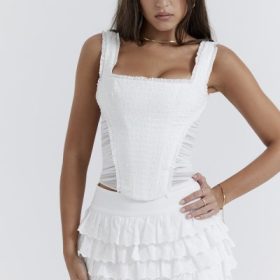 Catalina White Broderie Anglais Corset - Image 7