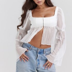 Lucie White Pleated Top - Image 5