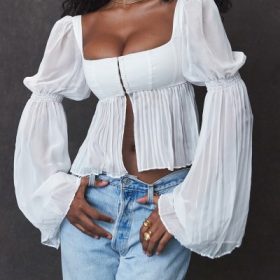 Lucie White Pleated Top - Image 6