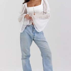 Lucie White Pleated Top - Image 7