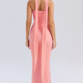 Cassidy Peach Fluted Hem Maxi Skirt