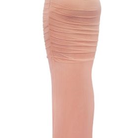 Cassidy Peach Fluted Hem Maxi Skirt - Image 3