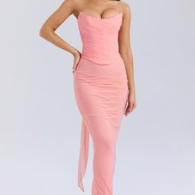 Cassidy Peach Fluted Hem Maxi Skirt - Image 5