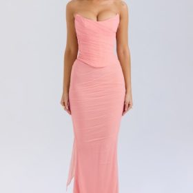 Cassidy Peach Fluted Hem Maxi Skirt - Image 6