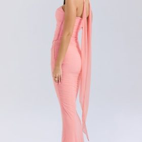 Cassidy Peach Fluted Hem Maxi Skirt - Image 9