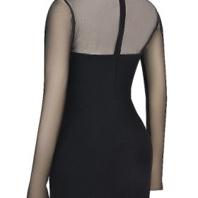 Holly Black Plunge Mini Dress - Image 3
