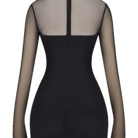 Holly Black Plunge Mini Dress - Image 4