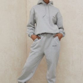Sky Grey Fleece Back Jogging Trousers - Image 6