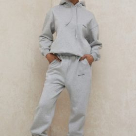 Sky Grey Fleece Back Jogging Trousers - Image 8