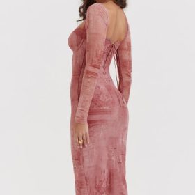 Seraphina Pink Print Corset Dress - Image 13