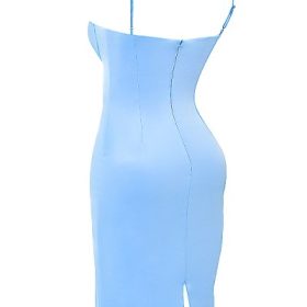 Jamiah Soft Blue Satin Midi Dress - Image 3